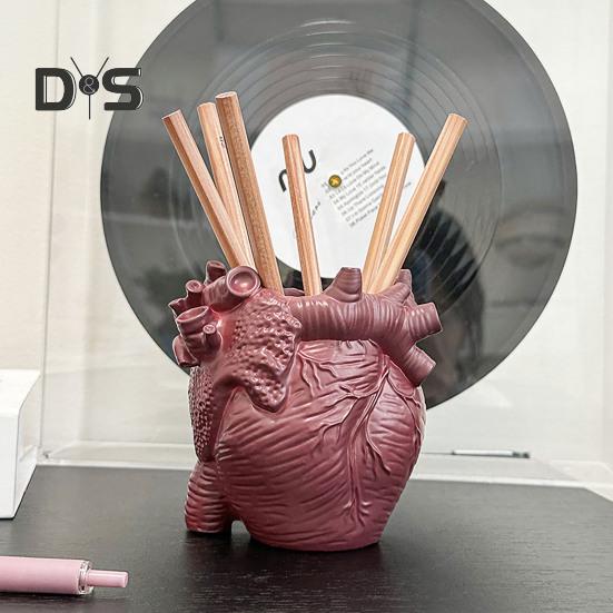 Kleiner Stifthalter in Form eines menschlichen Herzorgans, realistisches 3D-Herzanatomiemodell, Schreibtisch-Aufbewahrungs-Organizer für Make-up-Pinsel und Stifte