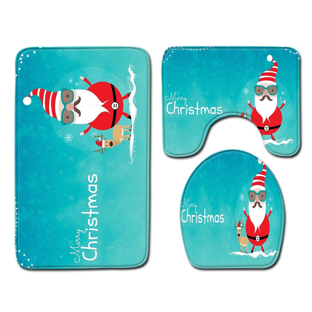 

Рождественский коврик для ванной, туалетный трехпредметный набор 45cmx75cm