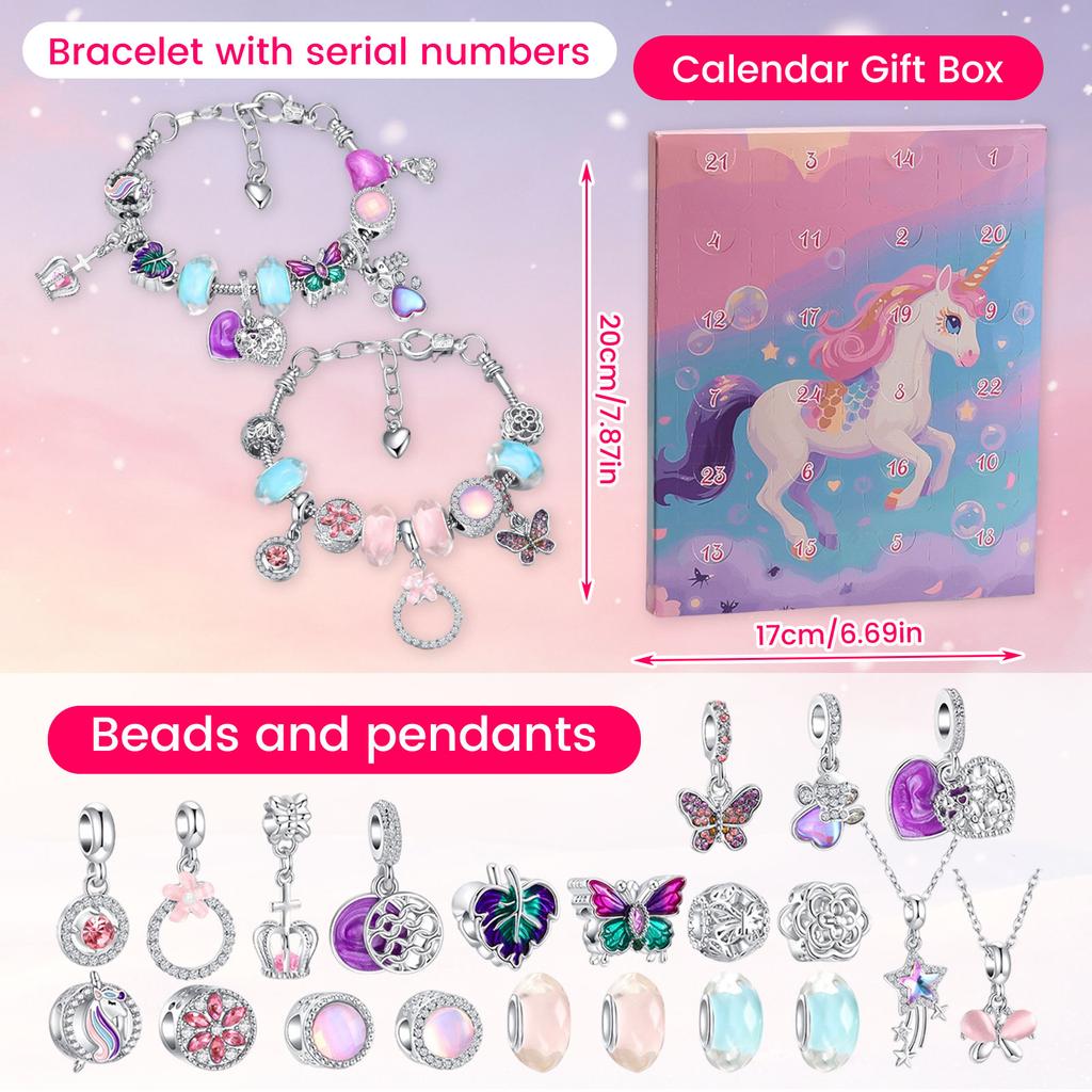 Days Christmas Advent Calendar for Women - Alloy Bracelet Jewelry Set with Surprises, Holiday Countdown Gift