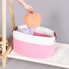 Cotton Rope Storage Basket with Leather Handles Foldable Oval Laundry Hamper for Bathroom/Bedroom Multi-Size & Colors