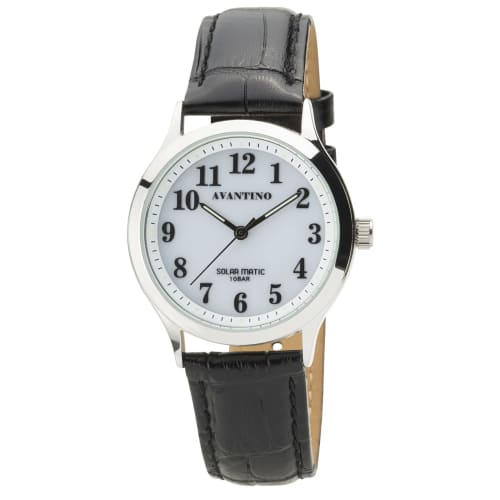 Klefer Men's Analog Solar Rechargeable Watch with Leather Strap, Black, AV-AM171-WTS