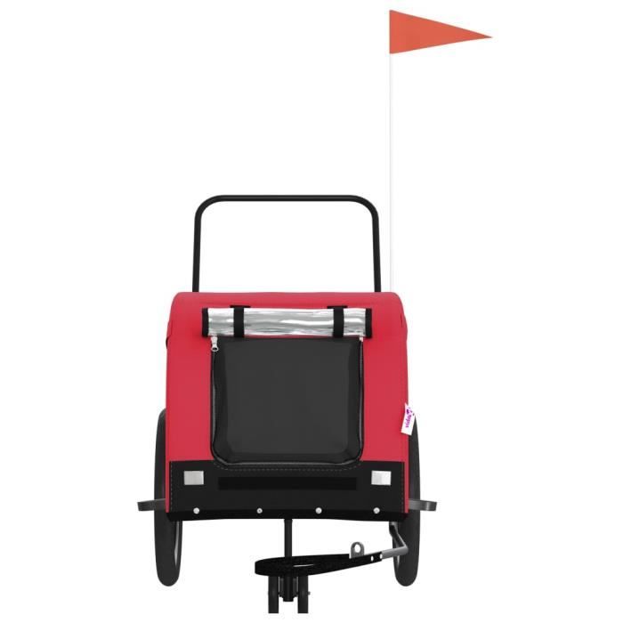 Remorque de vélo pour chien VIDAXL - Rouge et noir - Tissu Oxford et fer - Confortable et sécurisée