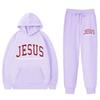Letter Print Hoodie Sweatpants Set Men Women Casual Tracksuit Long Sleeve Sportswear