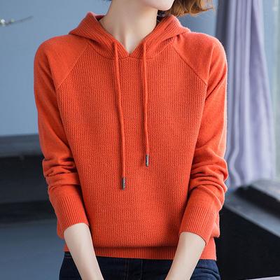 Autumn Winter Hooded Knitted Sweater for Women's Foreign Trade Long Sleeved Pullover Temperament Casual Sweater for Base Inner Layer Wholesale Trend