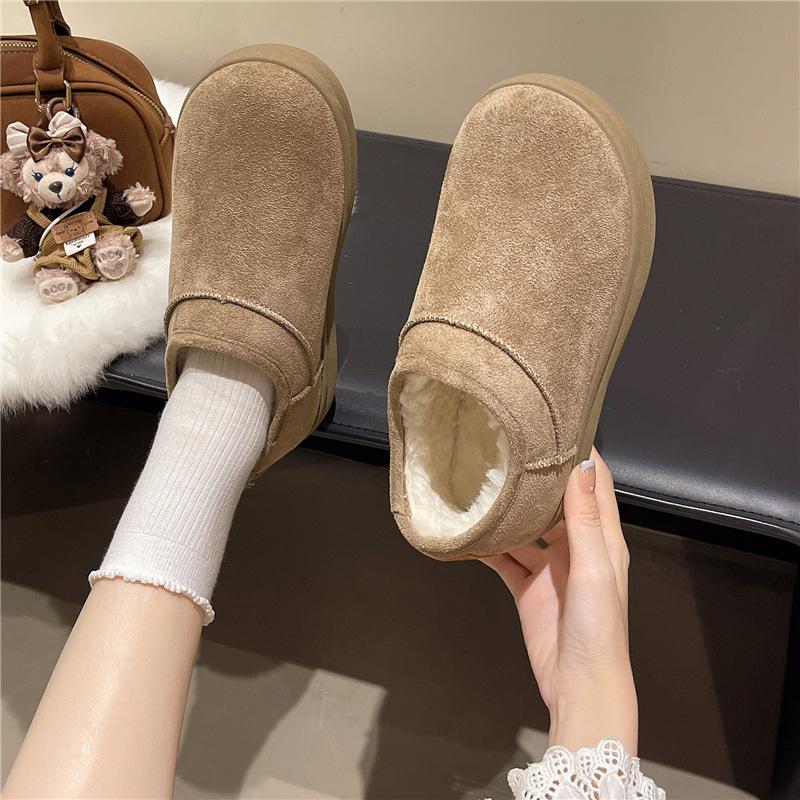 Women's thick-soled one-step winter warm fur an inner lining long plush snow boots non-slip wear casual sports cotton boots