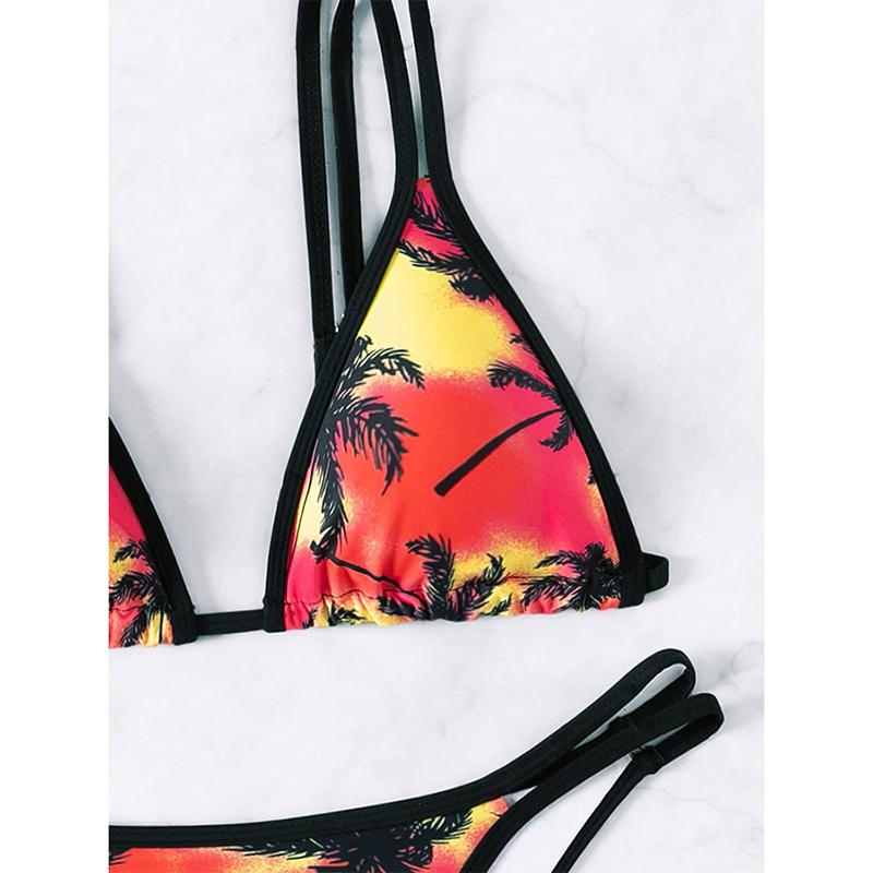 Sexy Printed Bikini Top Bottom Two-Piece Set Women's Knot Design Cross-Border Swimwear New Three-Point Swimsuit
