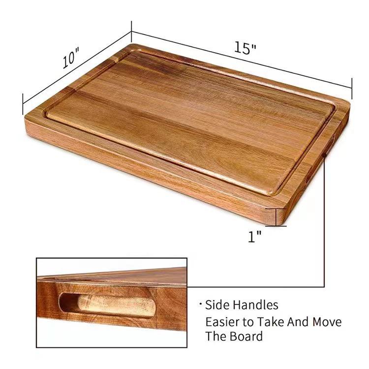Acacia Wood Cutting Board: Versatile Solid Wood Board for Vegetables, Fruit, Bread, Pastry, and Kitchen Prep Rectangle