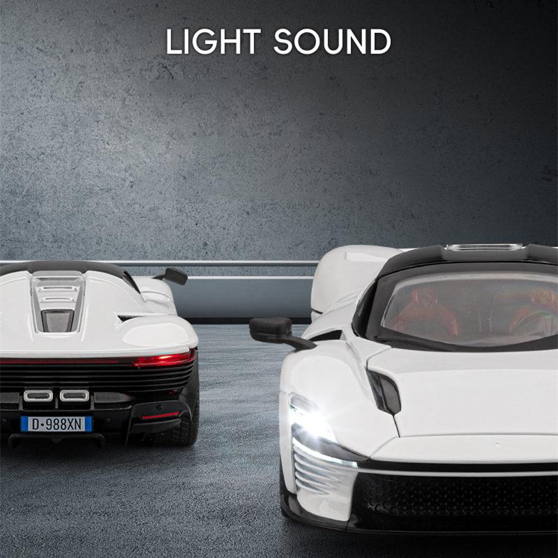 1:24 SP3 Daytona Leichtmetall Sportwagen Modell Diecasts Metall Rennfahrzeuge Automodell Simulation Sound Licht Sammlung Kinderspielzeug Geschenk
