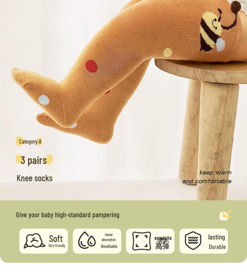 Baby Winter Collection: Nidoran Fleece-Lined Knee-High Warm Cotton Socks for Newborns