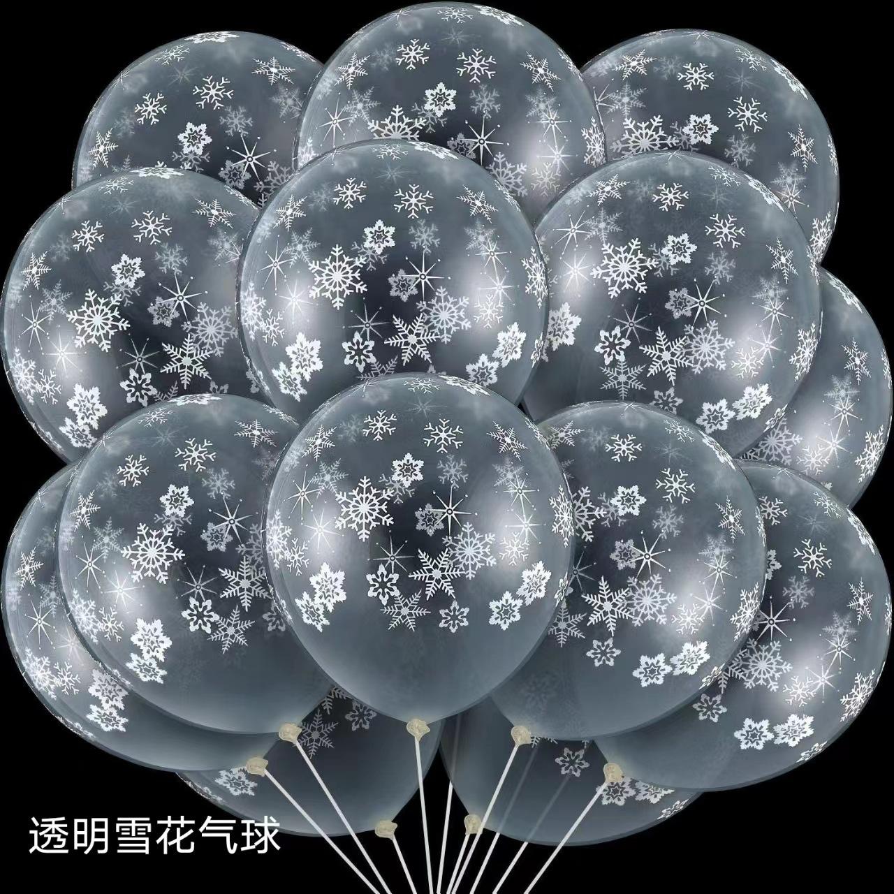 

12-дюймовый утолщенный прозрачный шар-снежинка, украшение сцены для рождественской вечеринки, латексный шар с принтом 100 transparent snowflake balloons