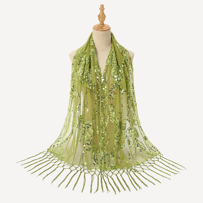 Sequin Camellia Tassels Scarf Women Luxury Shawls Woman Muslim Hijab Plain Long Cape Echarpe Femme Party Cape Tippet