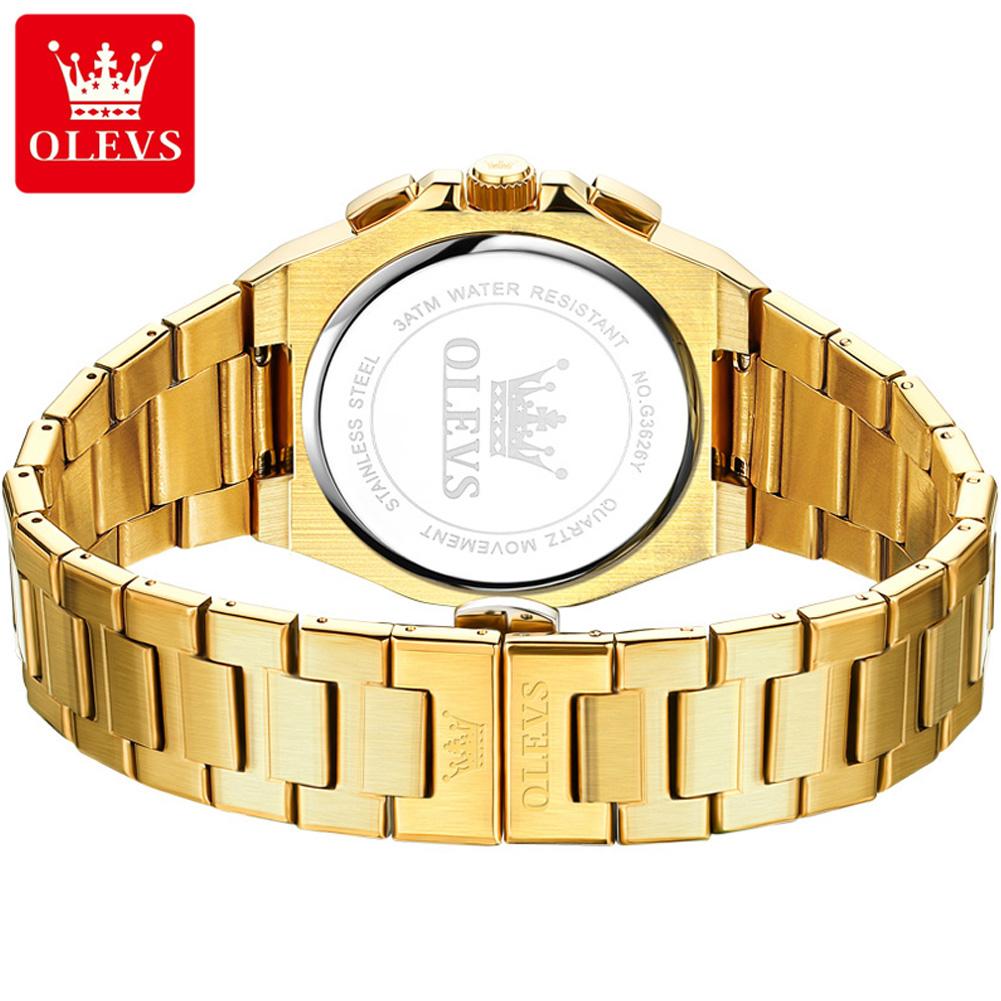 OLEVS Brand Watch Multi Functional Men's Quartz Watch Waterproof Steel Strap 3626