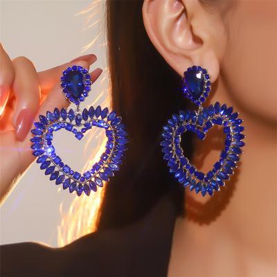 Cercei de dragoste de Ziua Îndrăgostiților, cercei de cristal colorați pentru femei, cercei exagerați personalizați pentru femei