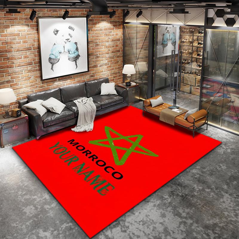 Moroccan Football Crest Custom Name Carpet Rug For Living Room Bedroom Home Sofa Decoration Kids Play Nonslip Floor Mat