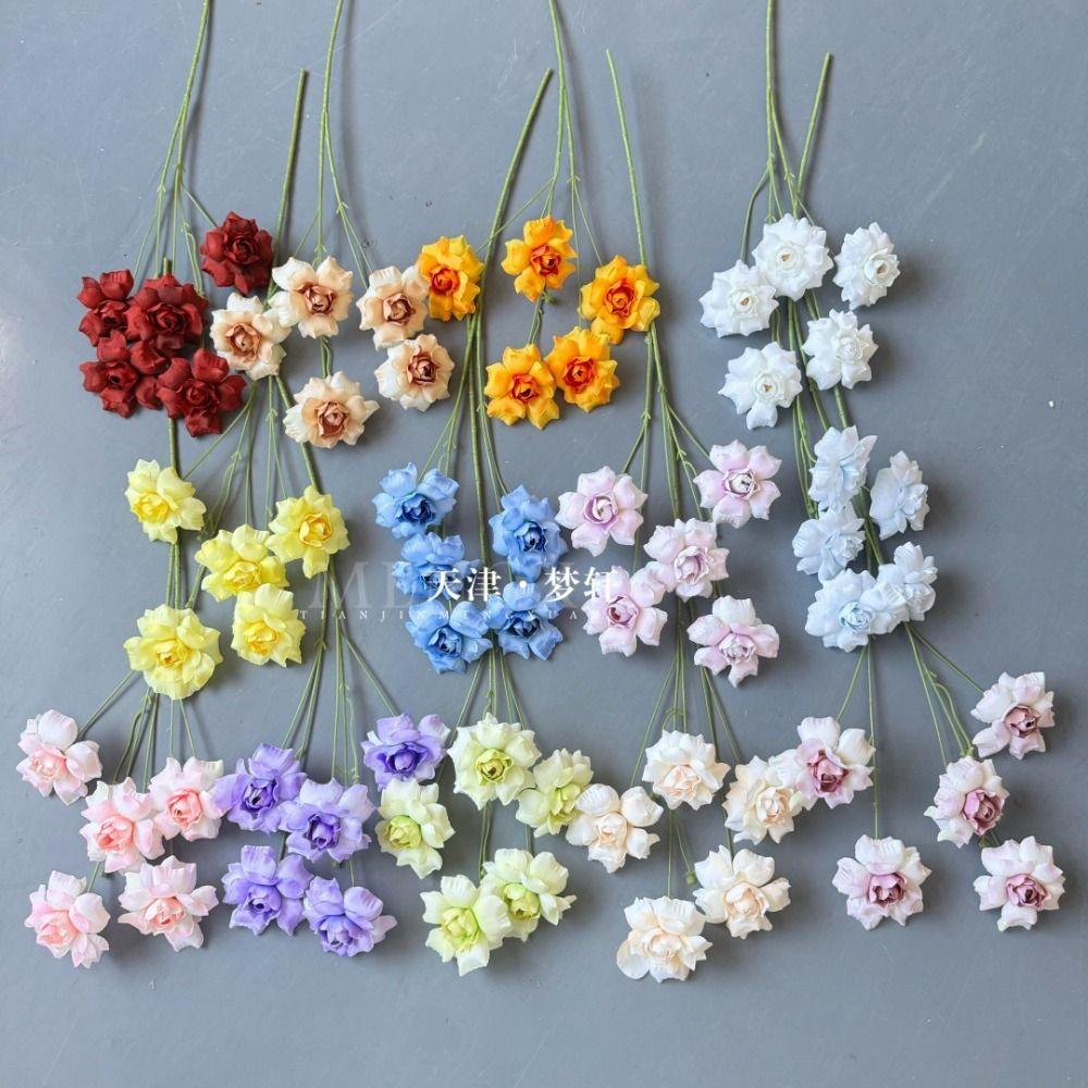 5 Heads Artificial Rose Flower Multicolor Photo Props Decorative Flower Scenery Decoration Silk Petals Faux Flower