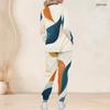 Women Plus Size Printed Nurse Scrub Set V Neck Long Sleeve Pocket Top And Long Pants