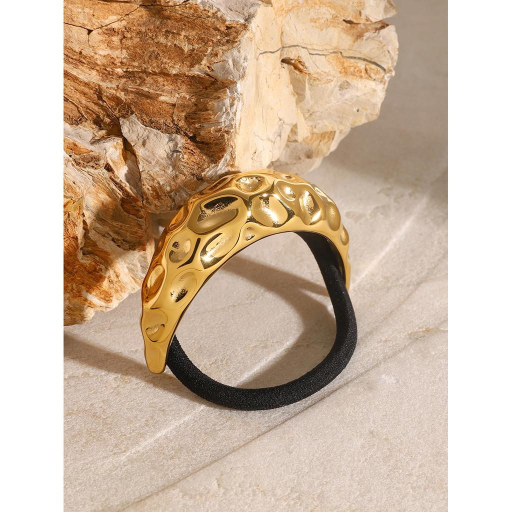 Uworld 316L Stainless Steel Hammered C-Shaped Black Hair Accessories Fashion Waterproof Hairpin Headband Jewelry Gift 2024