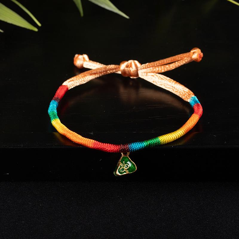 

Dragon Boat Festival Hand Rope Hand-Woven Colorful Rope Dripping Oil Small Zongzi Children S Bracelet Men S And Women S Hand Jewelry