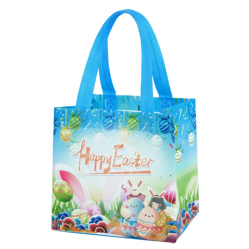 Easter Gift Bags Cute Rabbit Printed Candy Snack Tote Bag Non-Woven Egg Basket Non Woven Happy Easter Party Decoration Supplies