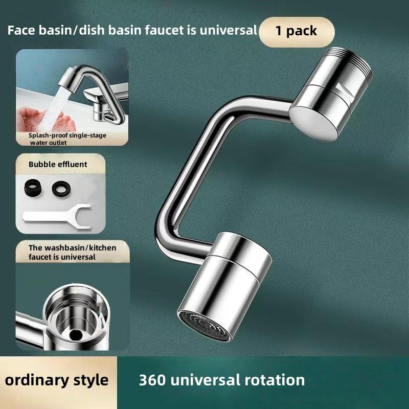 Single Gear/Double Gear Universal Swivel Faucet Extender Splash-Proof Kitchen Sink Faucet Aerator Extension with Adjustable Robotic Arm