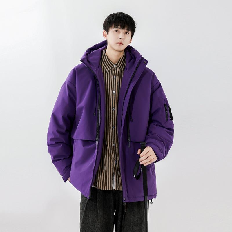 Down Jacket Men's Mid-length Autumn and Winter Hooded New Fashion Trend Casual Loose Warm Jacket for Men
