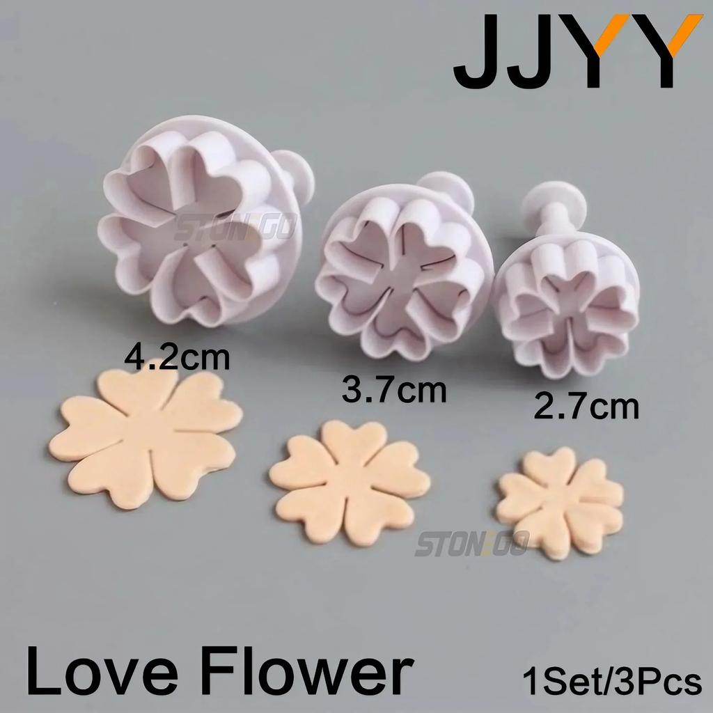 3Pcs Silicone Cake Mould Set DIY Candy Baking Tools Oval Rhombus Heart Spring Press Molds for Pastry and Buns