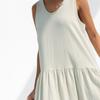 Women's Fashion Casual Solid Colour Sleeveless V-Neck Cotton Linen Pocket Dress