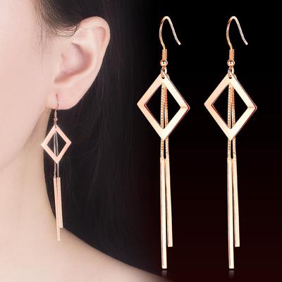 Geometric Tassel Earrings with Elegant Ear Hooks for Women