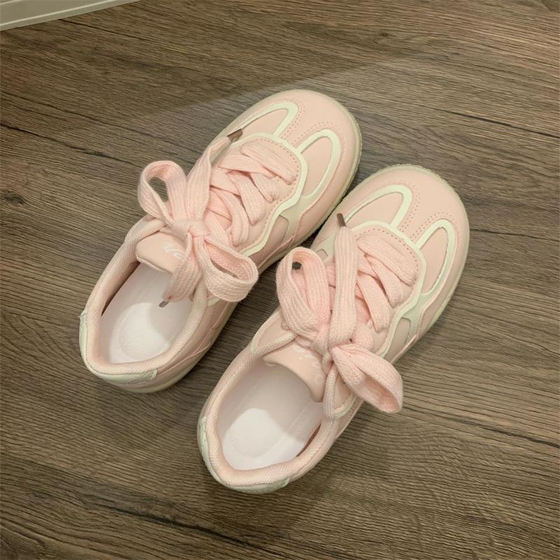 High-value pink board shoes women's tide spring and autumn niche design splicing casual ins tide