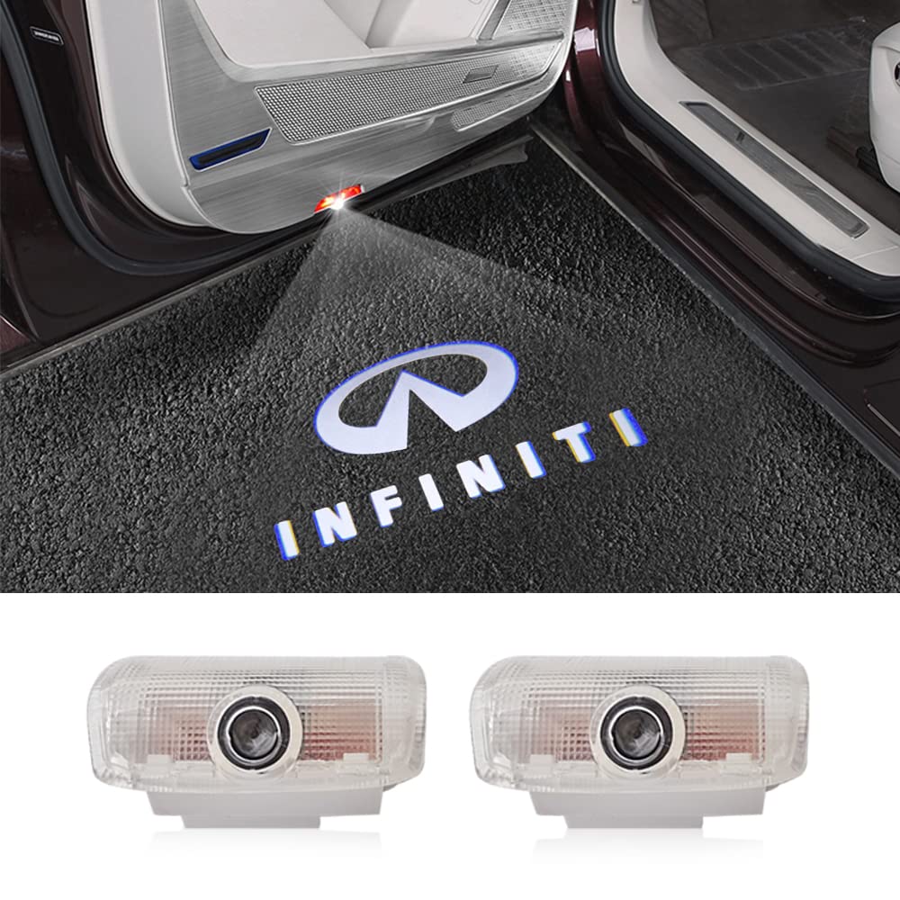 

White LED Courtesy Lights with Logo Door Lights for Infiniti and Cima J50 Set of 2 with Tools Projection, Y50, Fuga, Y51, Series, Included. белый