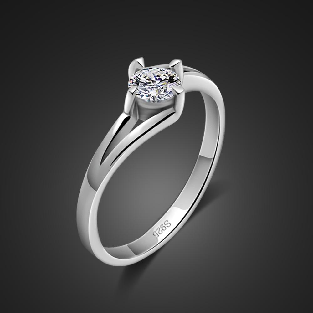 Geometric Women'S Personality Ring Platinum Plated With 5A Zircon Ring Temperament Silver Jewelry Ring