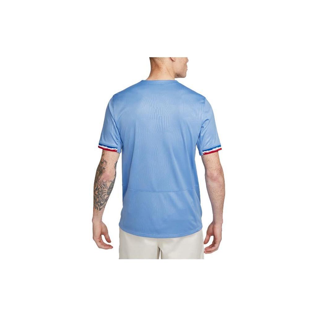 Nike T Shirts Men's Sky Blue Crew Neck Moderate Straight Fit DR3962-450