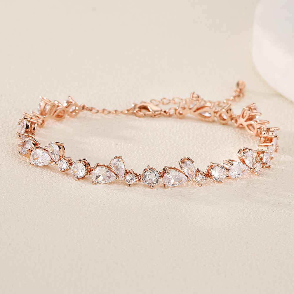 Uilz Fashion Luxury Full Zircon Bracelets for Women Charm Silver Color Crystals Bracelets Women's Wedding Party Jewelry
