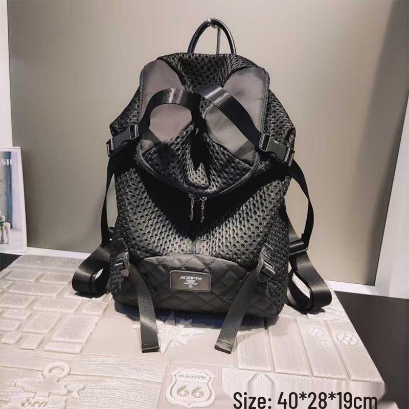 Stylish Nylon Mesh Double Zipper Backpack - Large Capacity for Outdoor Mountaineering