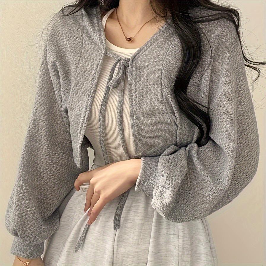 Thai Lantern Sleeve Thin Cardigan Shawl - Summer Sun Protection, Versatile Tie-Up Women's Air Conditioning Shirt