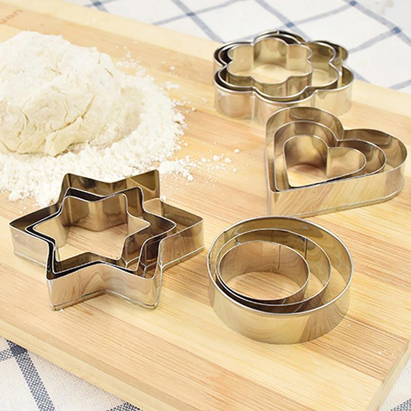 Baking Mould Baking Mould Egg Mould Stainless Steel Cookie Cutter Biscuit Diy Mold Star Heart Flower Cutter 3Pcs/Set