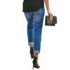 Ladies' Color Loose Casual Ripped Casual Jeans