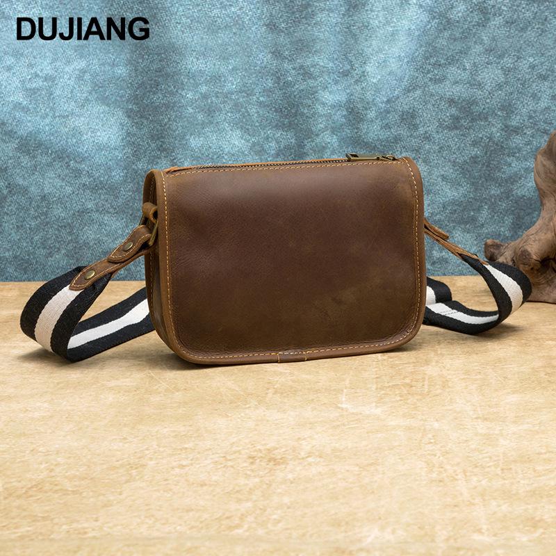 DUJIANG Men's Genuine Leather Crossbody Messenger Shoulder Bag
