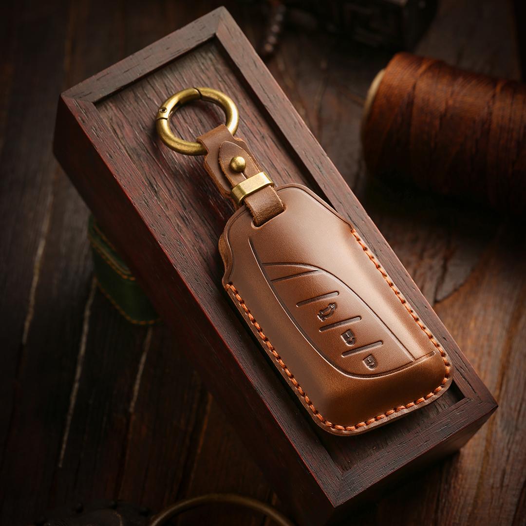 

[Lexus] Car Key Cover cowhide Handmade Suitable for New Style ES200/ES260/ES300h/LC500 100/255 коричневий