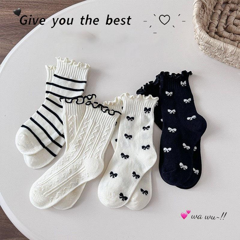 

4 пары детских носков 2024 года, новые детские носки средней длины с рисунком розового кролика для девочек, повседневные носки без косточек для студентов XL 9-12years old