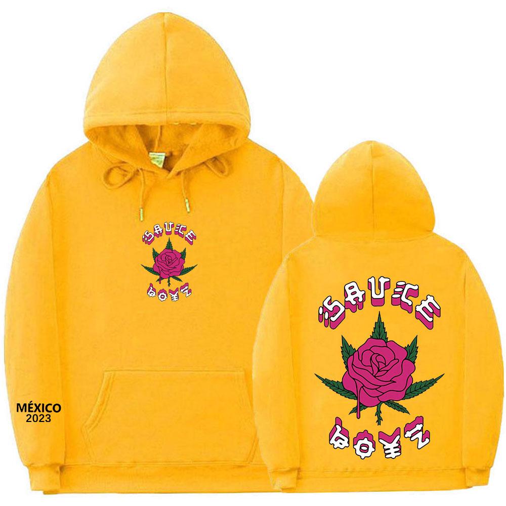 

Толстовка с капюшоном для рэпера Eladio Carrion Sauce Boyz Rose Flowe с принтом унисекс, женские повседневные толстовки большого размера, уличная одежда в стиле Харадзюку, унисекс S