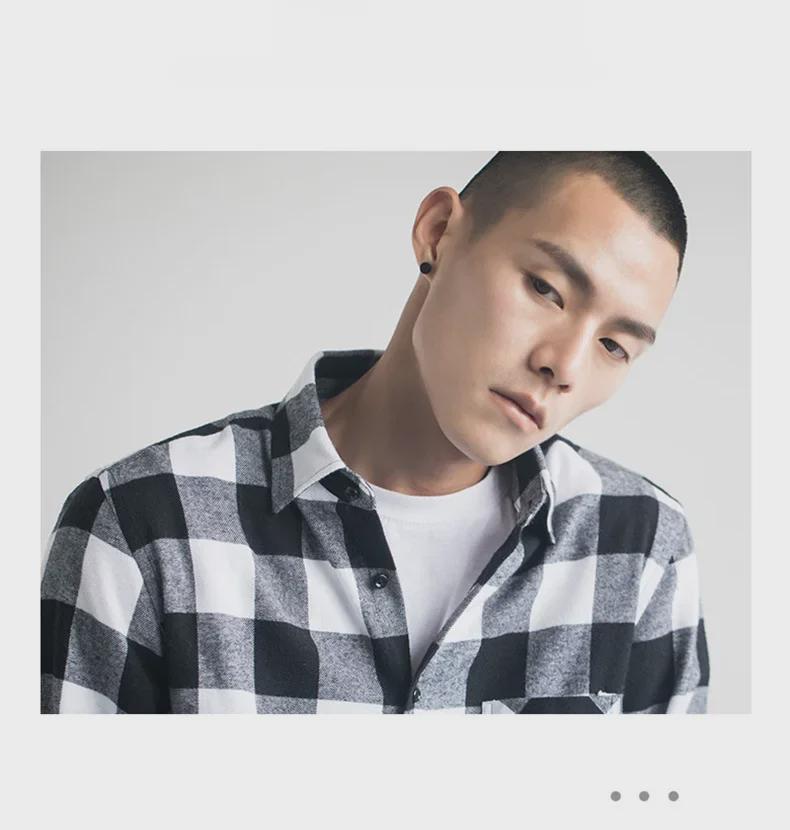 Men's Trendy Plaid Shirt: Long-Sleeved, Loose, Brushed Casual Jacket for Spring, Summer, and Autumn