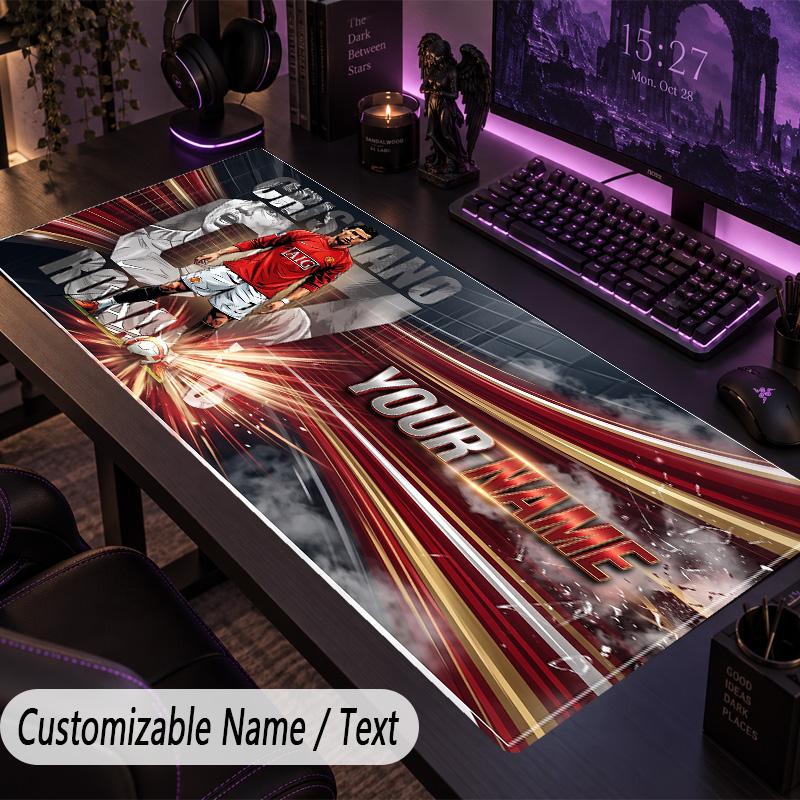 Large Mouse PadCristiano Ronaldo Custom Name Text Personalized Desk Mat Non Slip Gaming Pad