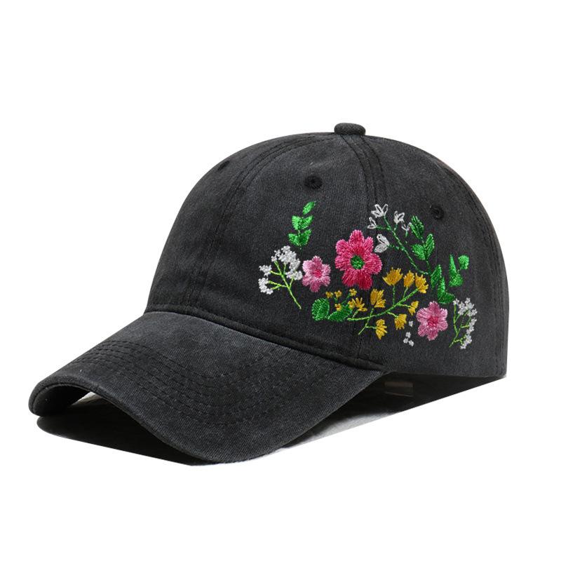 Embroidered Flower Diy Hat Soft Top Outdoor Sun Protection Casual Cotton Baseball Cap Fashionable Spring Summer Hat For Girls