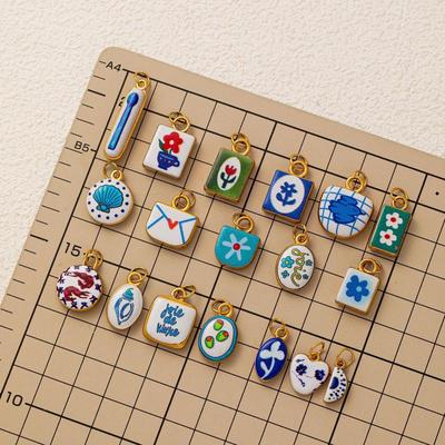 Cute Trendy Stainless Steel Flower Print Pendant Shell Swallow Letter Diy Pendant Charms For Jewelry Making Accessories
