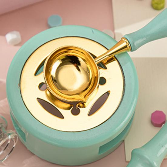 1 Set Unique Comfortable Grip DIY Bright Color Portable Wax Seal Stamp Lacquer Stove with Spoon Office Accessories Melting Furnace