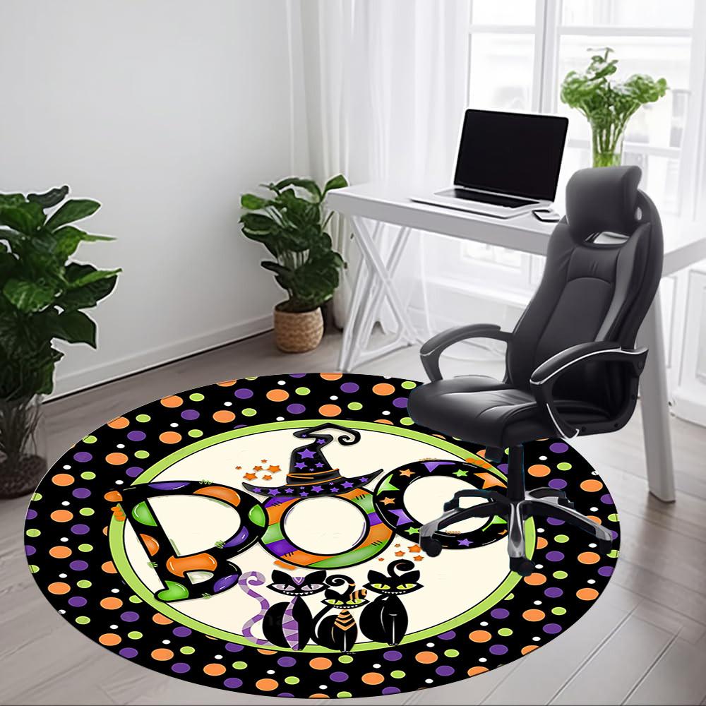 1pc Halloween Cats Office Round Area Rug, Under Office Chairs Bedroom Living Room Home Decor, Room Deco, Available In Various Sizes