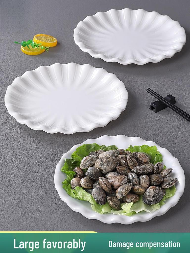 Japanese-Style Plastic Petal Plates for Restaurants - Ideal for Hot Pots, Cold Dishes, Side Dishes, Stir-Fry, and Tableware.