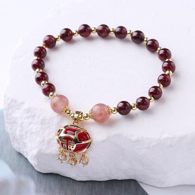 Natural Strawberry Crystal Garnet Bracelet Bangles Women Fashion Jewelry Accessories Gift