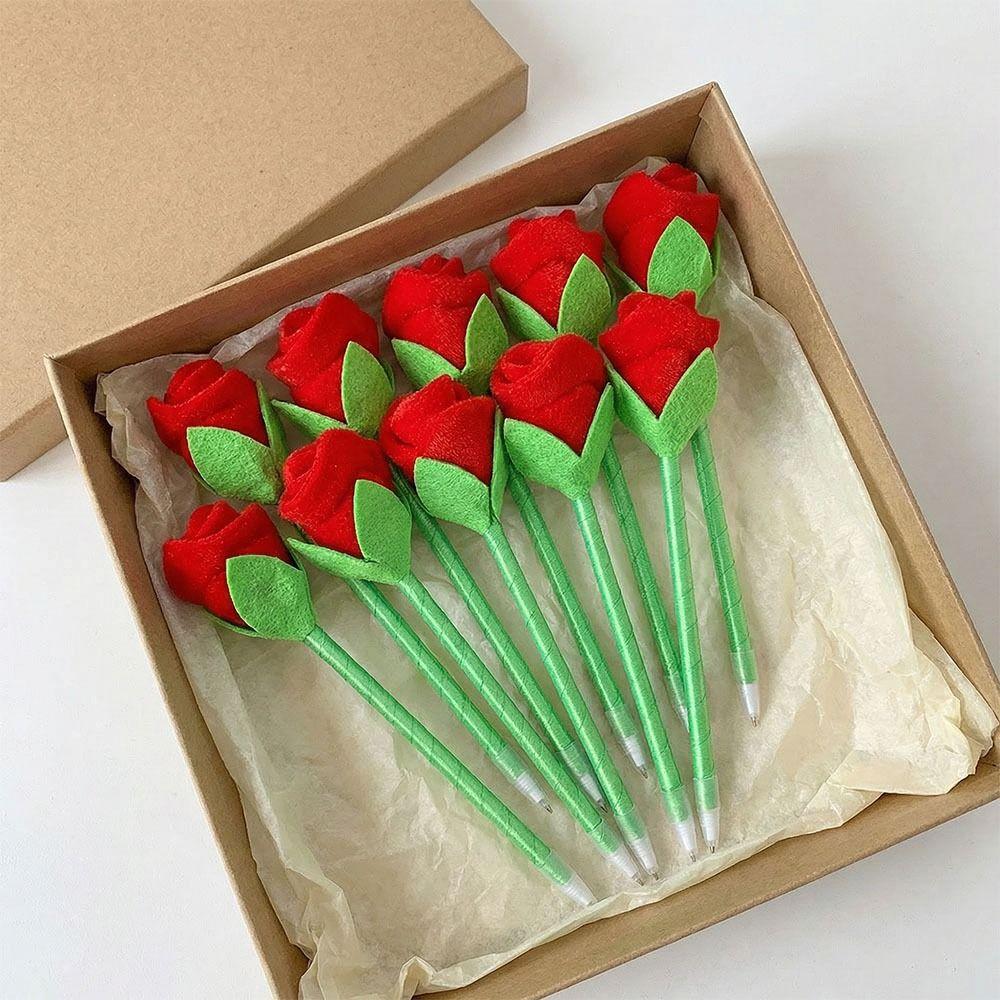 Smooth Writing Cute Cartoon Design Pens Portable Design Valentine's Day Rose Pen  Office Supplies